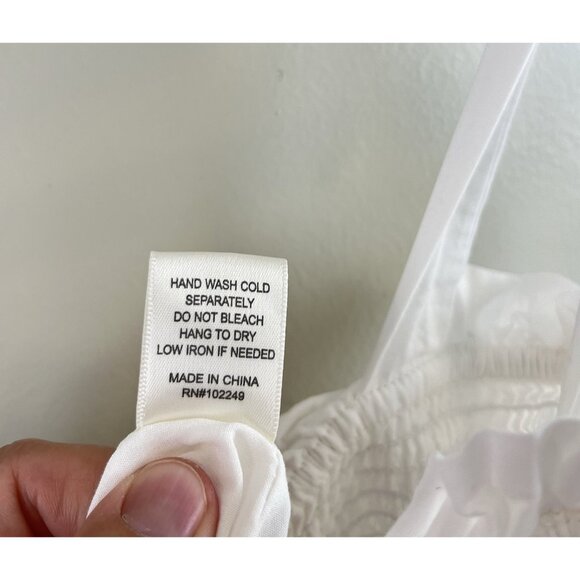 Skies Are Blue Women’s White Eyelet Dress Sz Md Tie Straps Cottage Core Lined - Picture 9 of 12